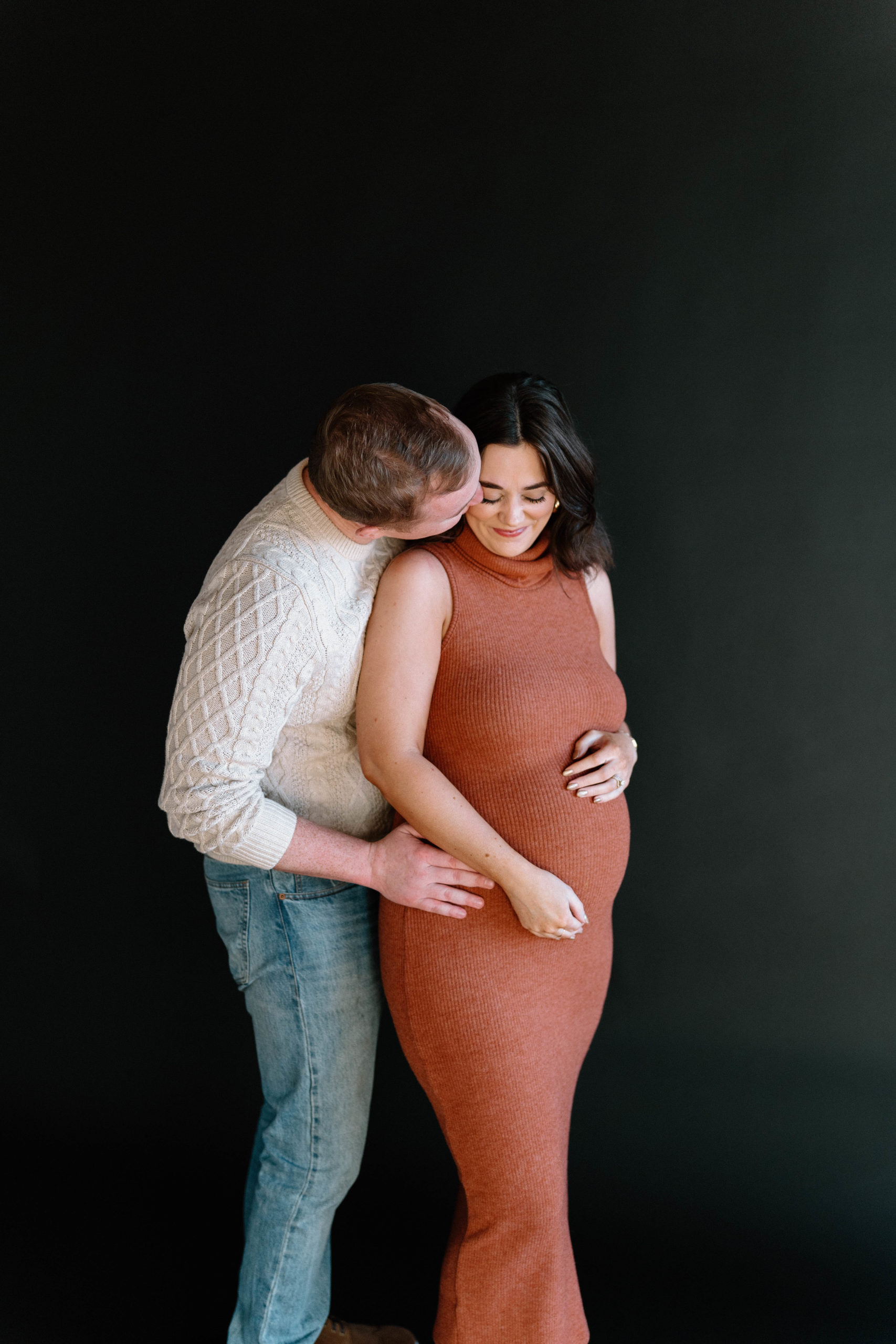 Mom and dad to be studio maternity photos