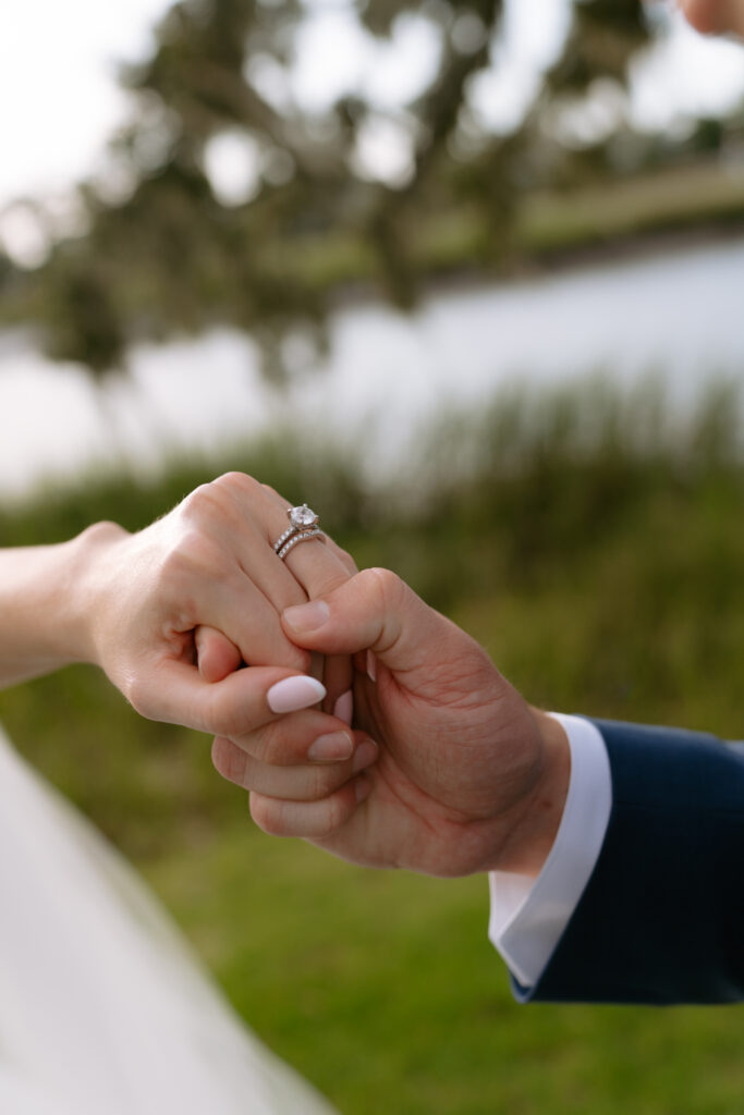 Lauren and Jake during golden hour portraits at Dunes West in Mount Pleasant, SC
